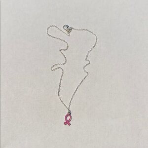 Pink Ribbon Pendant Necklace - Women Jewelry